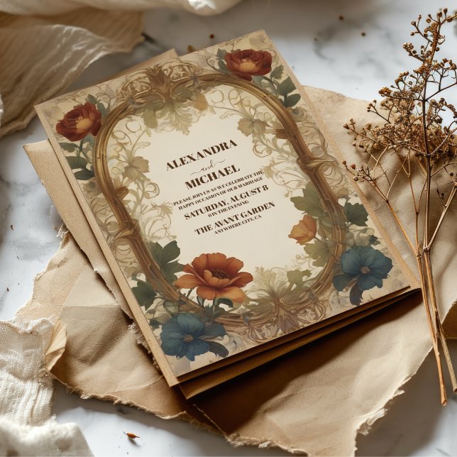 Convites Bougainvillea Green WedArt Nouveau Mucha (Criador carregado)