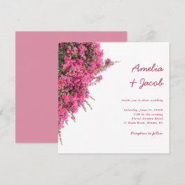 Convites Bougainvillea Rosa em Aquarela Casamento Romântico