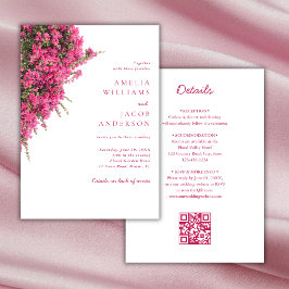 Convites Bougainvillea Rosa em Aquarela Casamento Tudo em U