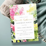 Convites Bougainvillea tropical verde rosa 16.º Aniversário<br><div class="desc">Para qualquer outra personalização ou qualquer outro item correspondente,  entre em contato comigo em yellowfebstudio@gmail.com</div>