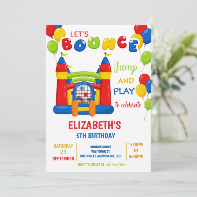 Convites Bounce House Birthday Party Invitations (Em pé/Frente)