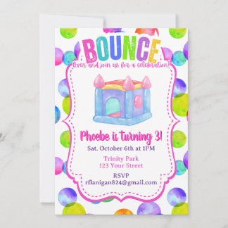 Convites Bounce House Colorful Rainbow Birthday Party 