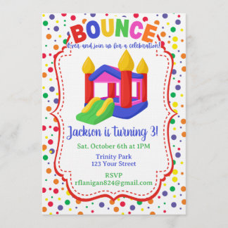 Convites Bounce House Colorful Rainbow Birthday Party 