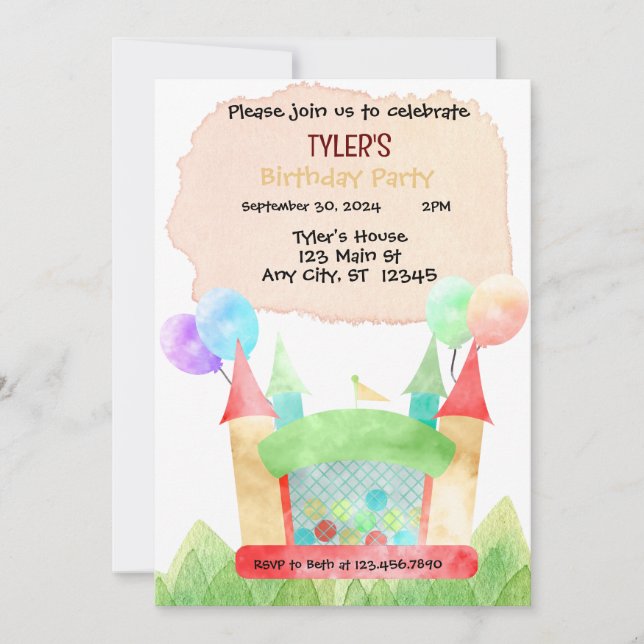 Convites Bouncy House Birthday Party Invitation (Frente)