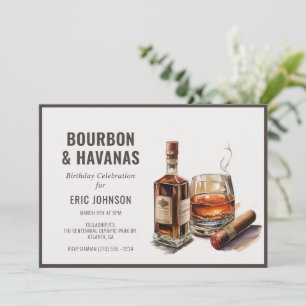 Convites Bourbon & Cigarros - Solteiro de aniversário mascu