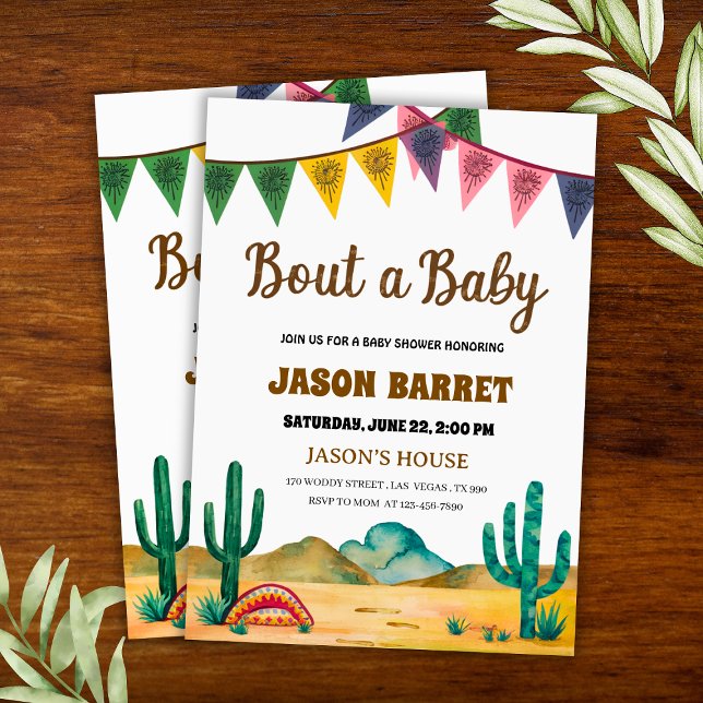 Convites "Bout a Baby", Chá de fraldas Sudoeste ("'Bout a Baby" Southwestern Baby Shower Invitation
)