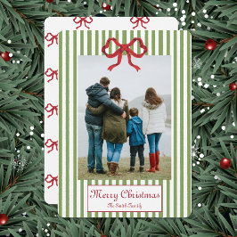 Convites Bow And Stripes Christmas Card