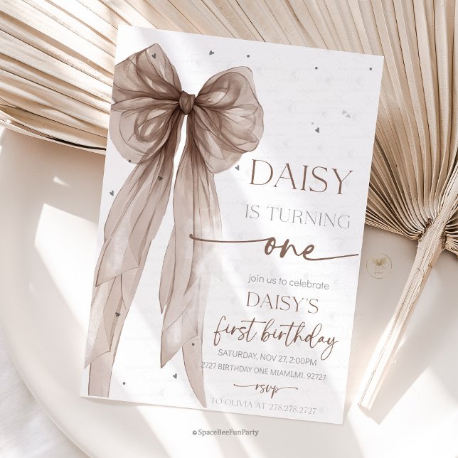 Convites Bow Coquette Chocolate Mocha  Birthday  (Bow Coquette Birthday,Elegant coquette,ribbon pamper party,Bow Any Age Party, Party decoration bow,)