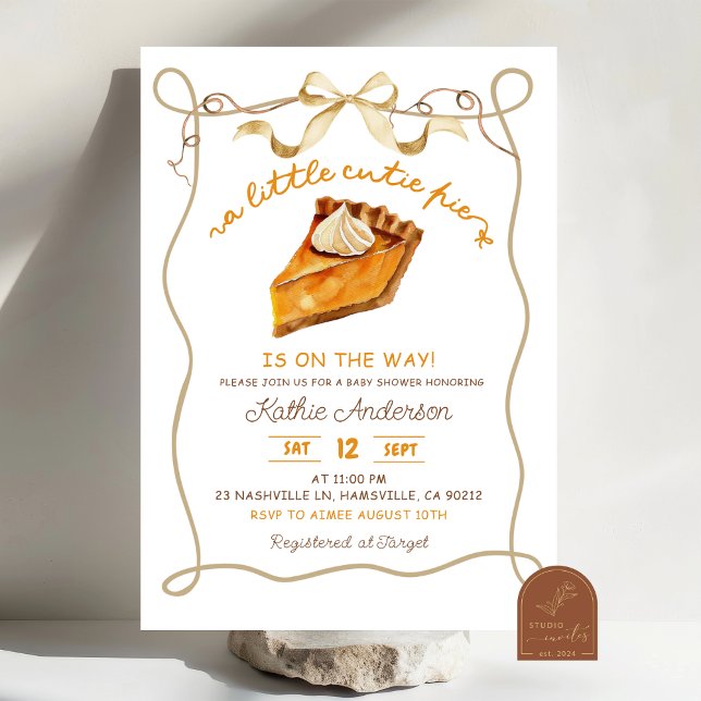 Convites Bow Coquette Pie baby shower invitation (Criador carregado)