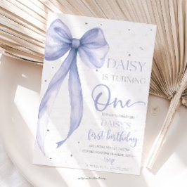 Convites Bow Coquette Purple 1st Birthday 