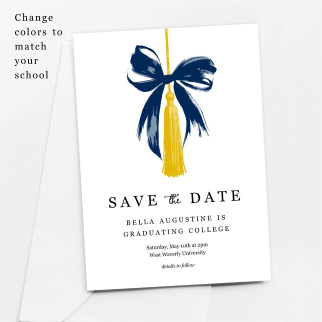 Convites Bow Graduation Save the Date High School College (Criador carregado)