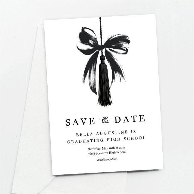 Convites Bow Graduation Save the Date High School College (Criador carregado)