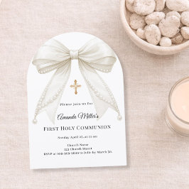 Convites Bow ivory pearls girl elegant First Communion Arch