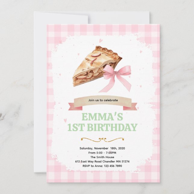 Convites Bow pie birthday party invitation (Frente)