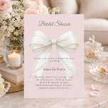 Convites Bow pink ivory pearls beige Bridal Shower<br><div class="desc">Celebrate the bride-to-be with this elegant powder pink bridal shower invitation. The design centers on a large ivory watercolor bow detailed with pearl strands over a soft powder pink backdrop. This invitation is an ideal choice for a sophisticated garden-themed shower or a classic coquette celebration. Personalize and add a name...</div>