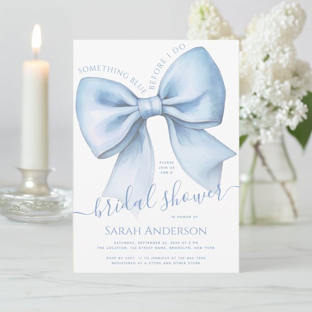 Convites Bow Something Blue Before I Do Chic Bridal Shower (Criador carregado)