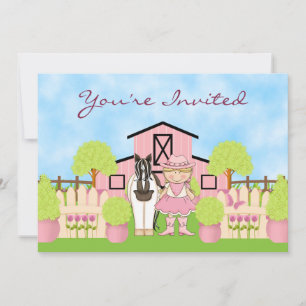 Convites Bowgirl Loura e Bonita e Aniversário do Cavalo de 