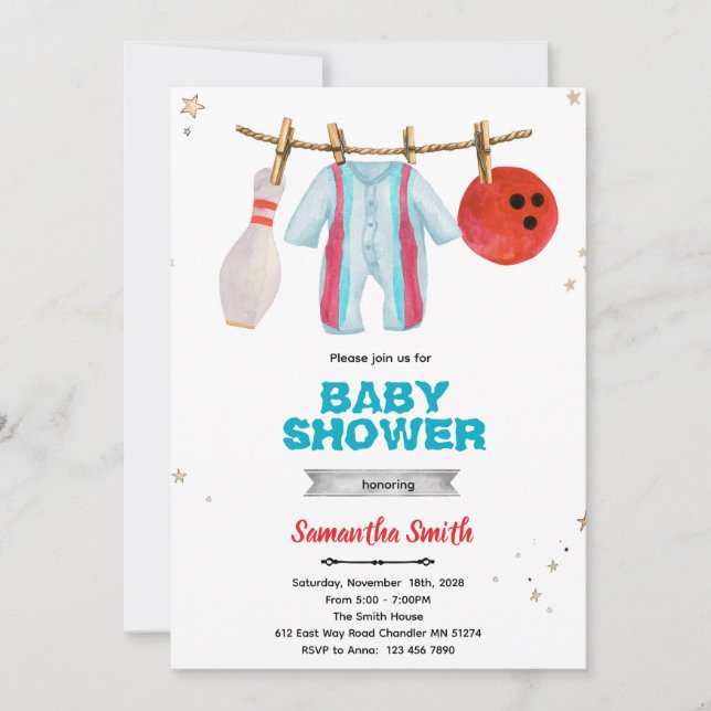 Convites Bowling baby shower party invitation (Frente)
