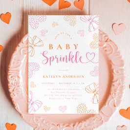 Convites Bows and Hearts Sprinkle Baby Shower Invitation