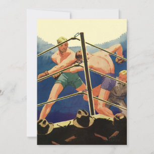 Convites Boxe Esportiva Vintage, Boxeadores Durante uma Lut