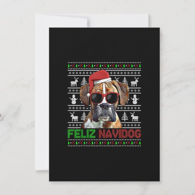 Convites Boxer Dog Feliz Navidog Feliz Natal Engraçado (Frente)