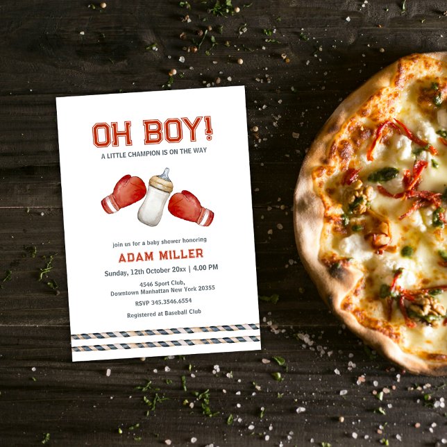 Convites Boxing Sport Little Champion Baby Shower  (Boxing Sport Little Champion Baby Shower Invitation
)