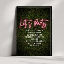 Convites Boxwood Genérica de Script Neon do Partido do vamo