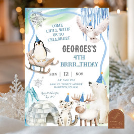 Convites Boy Arctic Animals Birthday Party Invitation