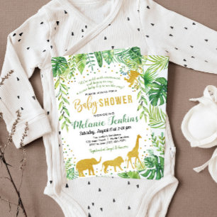Convites Boy Baby Shower Invitation, Jungle Baby Shower