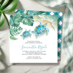 Convites Boy Baby Shower Invoca Aquarela Tropical