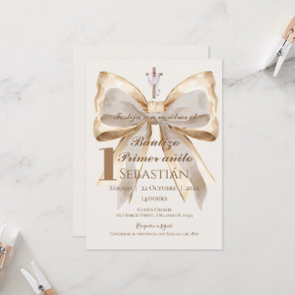 Convites Boy Baptism Invitation in Spanish Boho