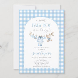Convites Boy Bear Clothesline Baby Shower invitation