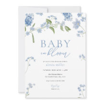 Boy Blue Baby in Bloom Chá de fraldas Invitation
