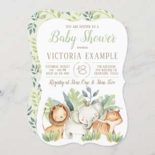 Convites Boy Cute Safari Animal Baby Shower Invants