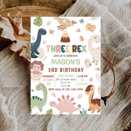 Convites Boy Dinosaur Três aniversário de 3 anos Rex Convit