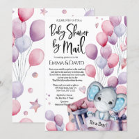 Boy Elephant Pink Balloons Chá de fraldas por Corr