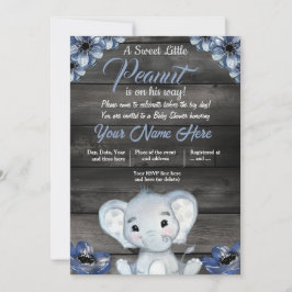 Convites Boy Elephant Rustic Invitation Floral