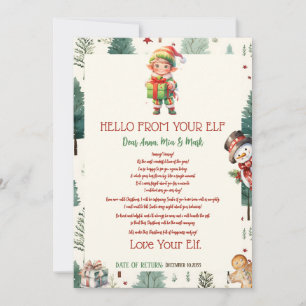 Convites Boy Elf Kids Natal Elf Hello Letter