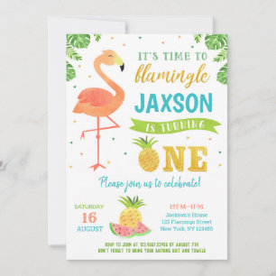 Convites Boy Flamingo Luau Primeiro primeiro aniversario Co