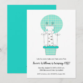 Convites Boy Giraffe First Festa de aniversário