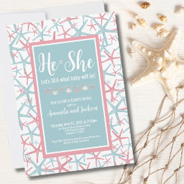 Convites Boy Girl Beach, Ela Verão a festa de revelação de