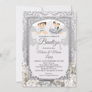 Convites Boy Girl Fiesta Silver Charro Bautizo Mexicano