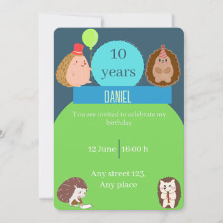 Convites Boy Hedgehog Birthday Party Invitation