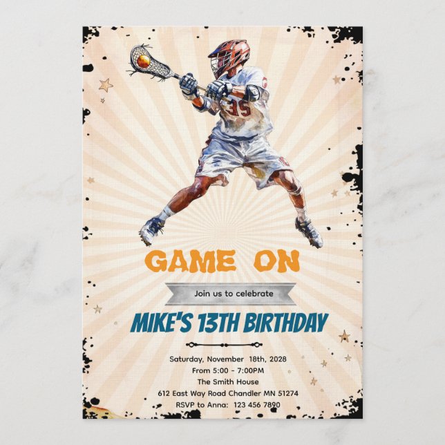 Convites Boy Lacrosse birthday party invitation (Frente)