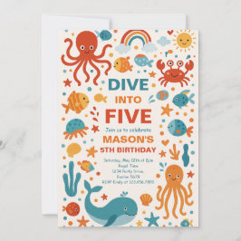 Convites Boy mergulha em cinco 5 Festas de aniversário