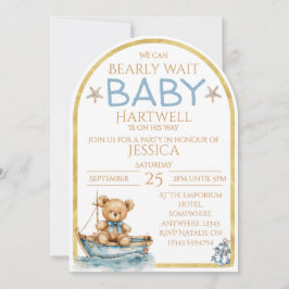 Convites Boy Nautical Bear In A Boat Baby Shower Invitation