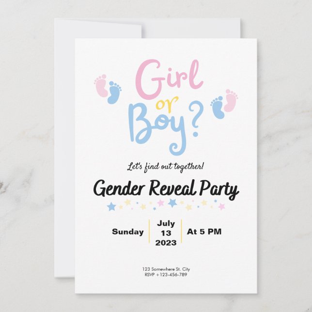 Convites Boy or Girl? Gender Reveal (Frente)