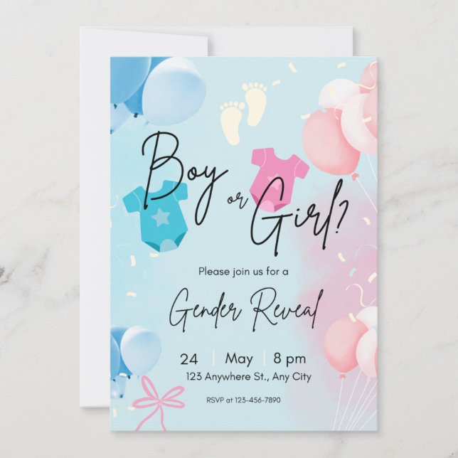 Convites Boy or Girl Pastel Gender Reveal Invitation (Frente)