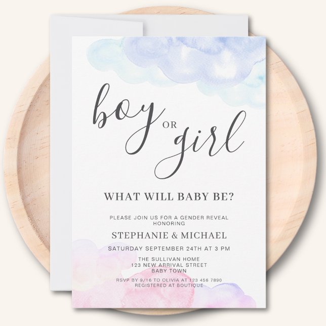 Convites Boy Or Girl Pink And Blue Gender Reveal  (Criador carregado)