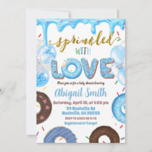 Boy Pastel Donut Sprinkled with Love Invitation